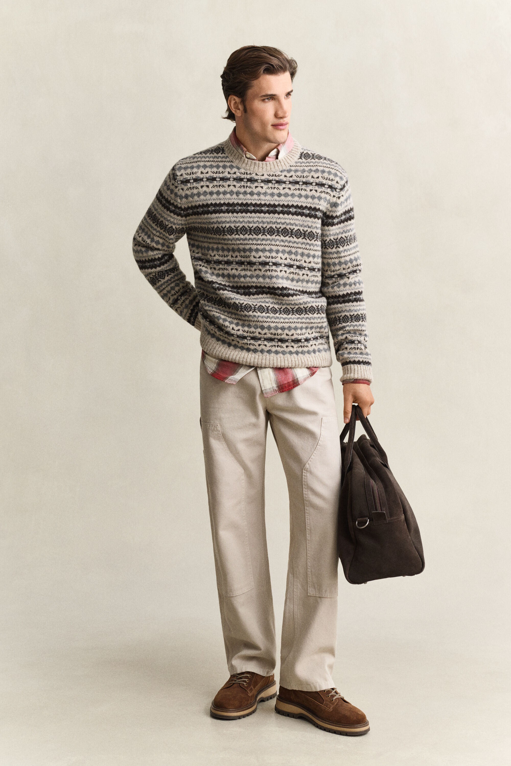 Maglia in lana spazzolata jacquard