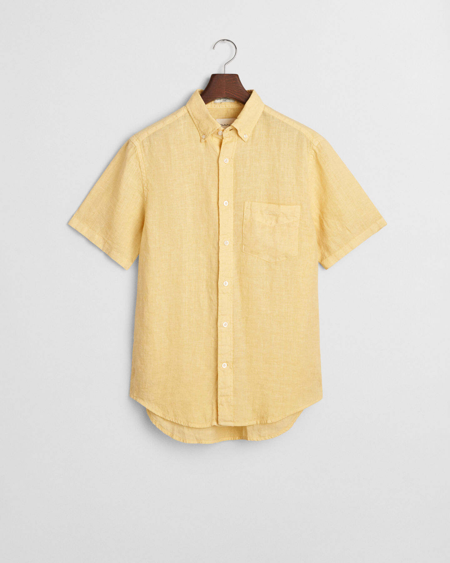 Camicia di lino tinto in capo maniche corte regular fit