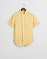 Camicia di lino tinto in capo maniche corte regular fit