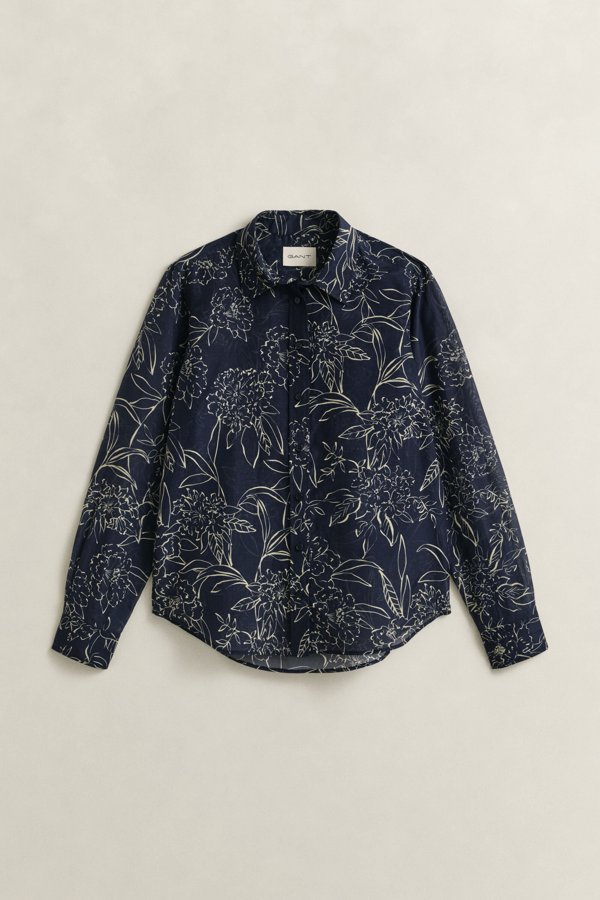 Camicia in misto cotone-seta con stampa floreale regular fit