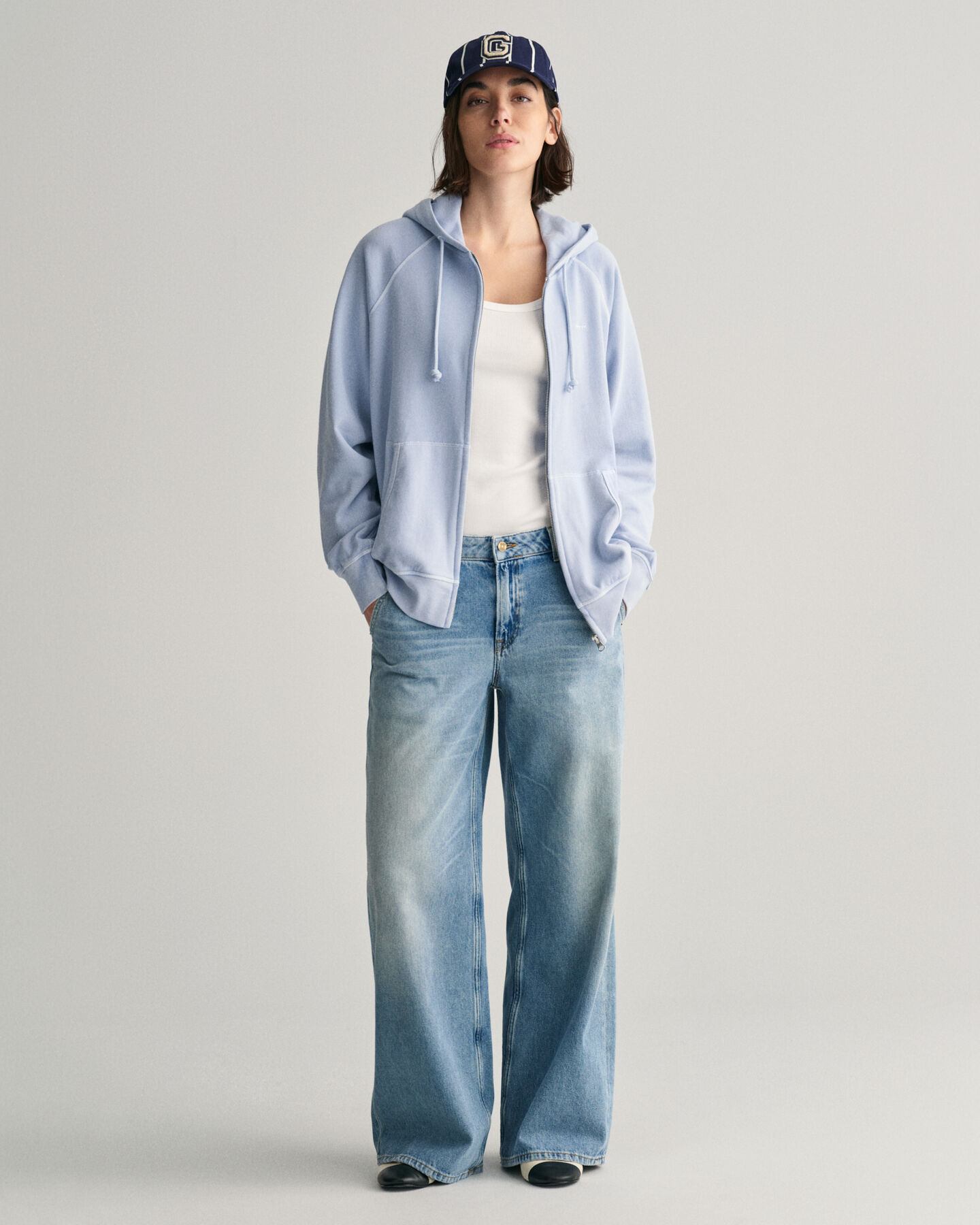 Felpa con cappuccio e zip Sunfaded