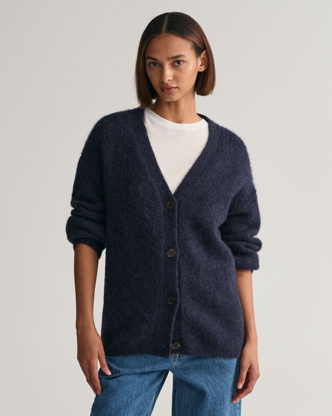 Cardigan con scollo a V Hairy Textured