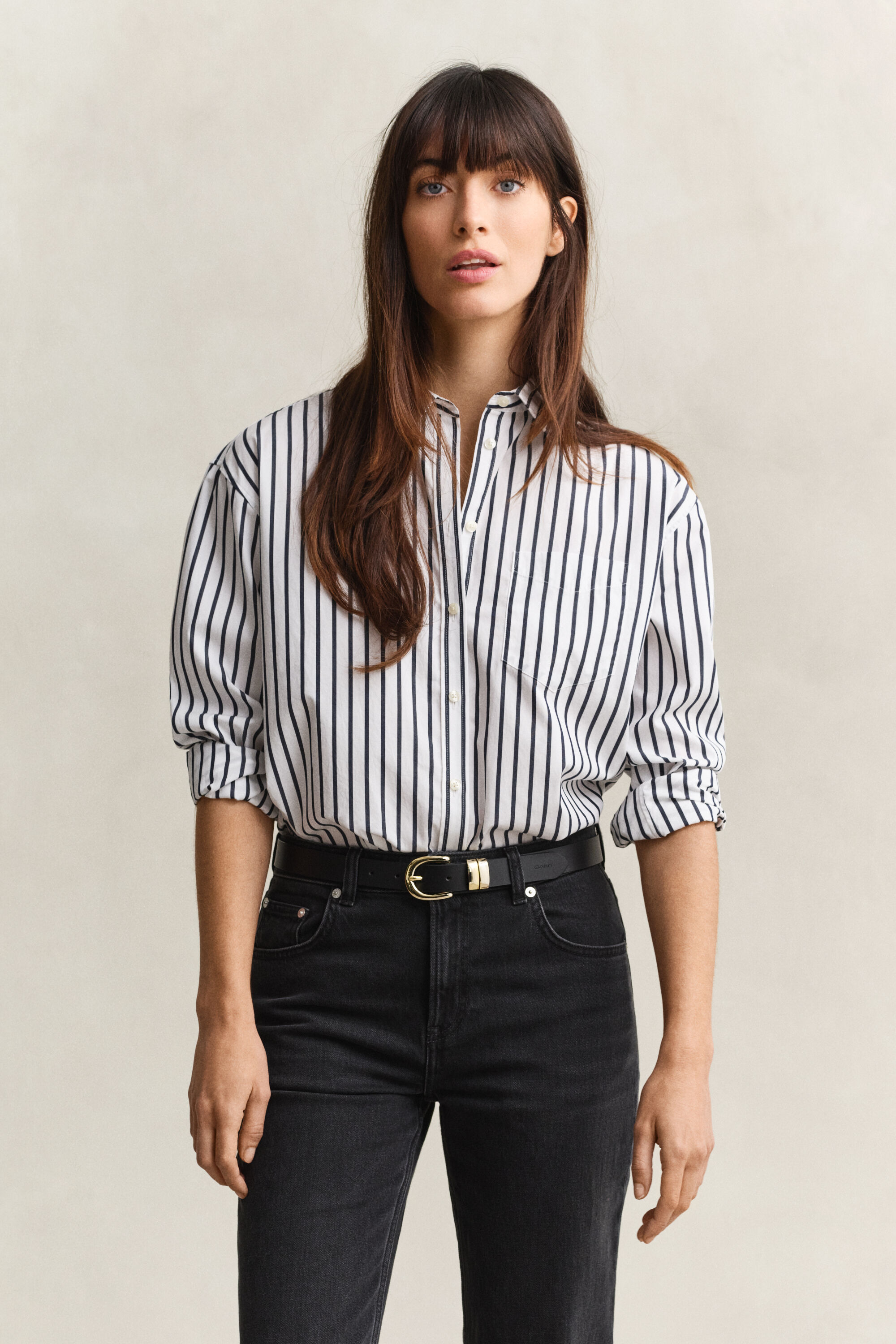 Camicia classica in popeline a righe relaxed fit
