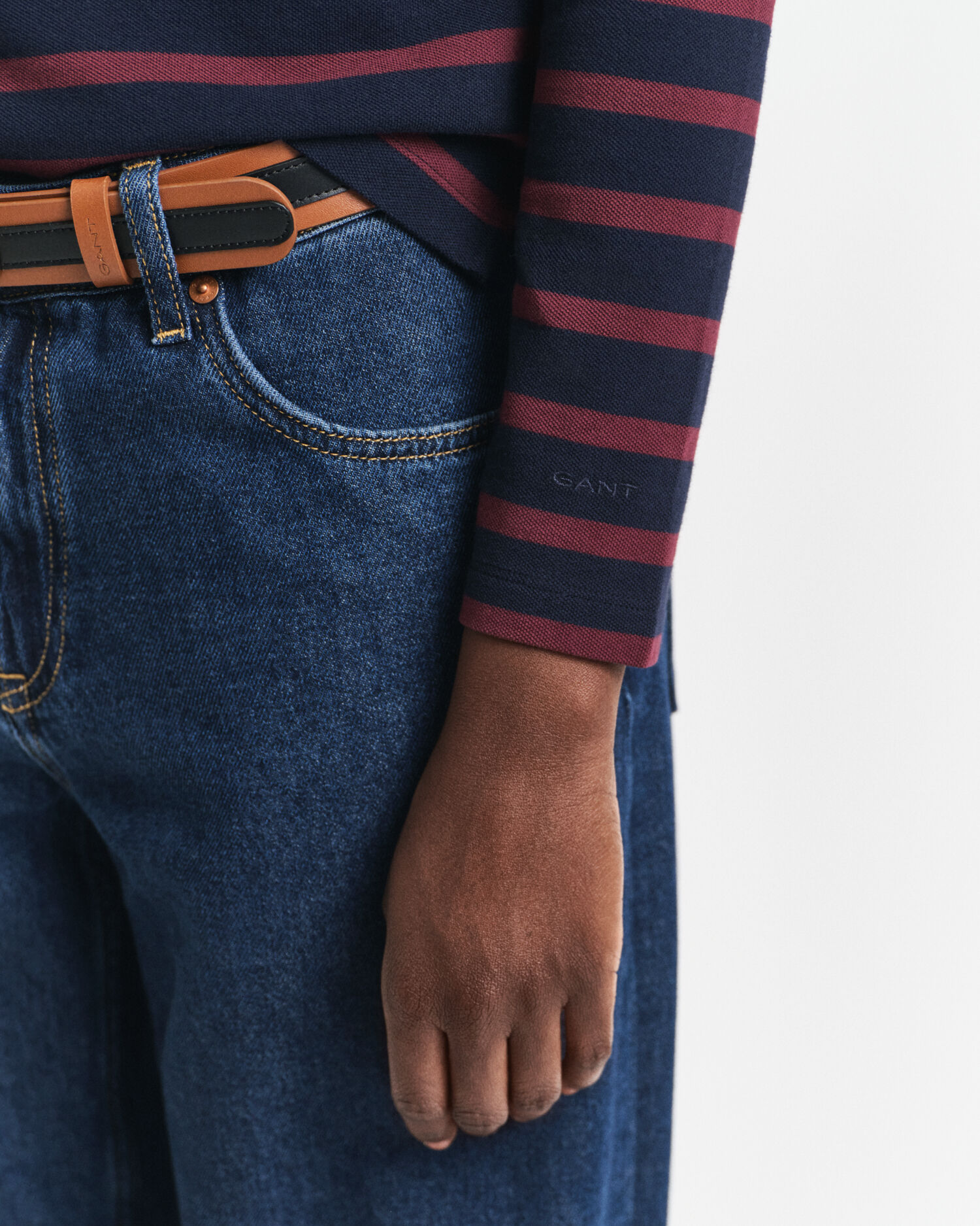 Polo in piqué a righe Breton a maniche lunghe