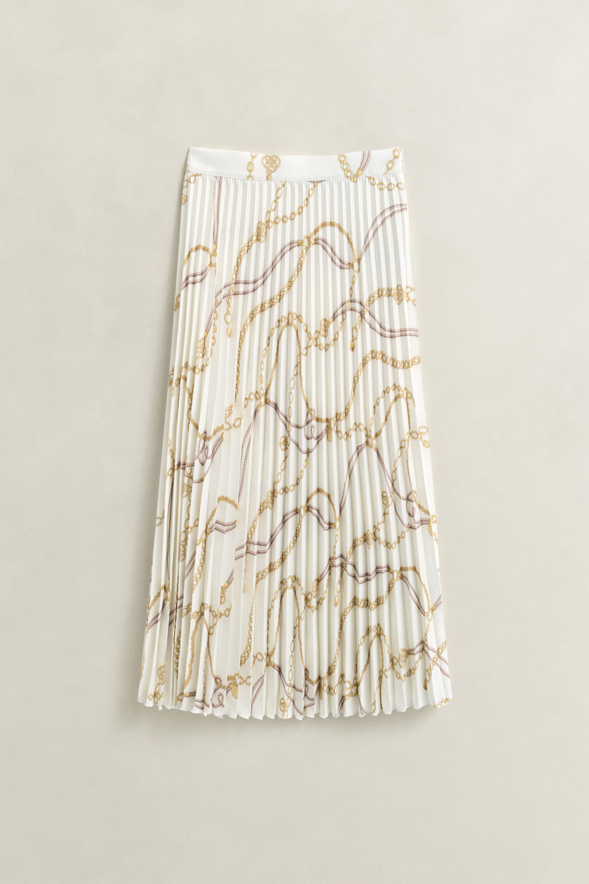 Gonna midi a pieghe con stampa