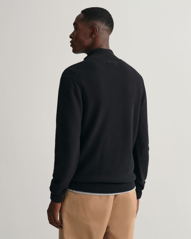 Maglia in cotone testurizzato con zip corta