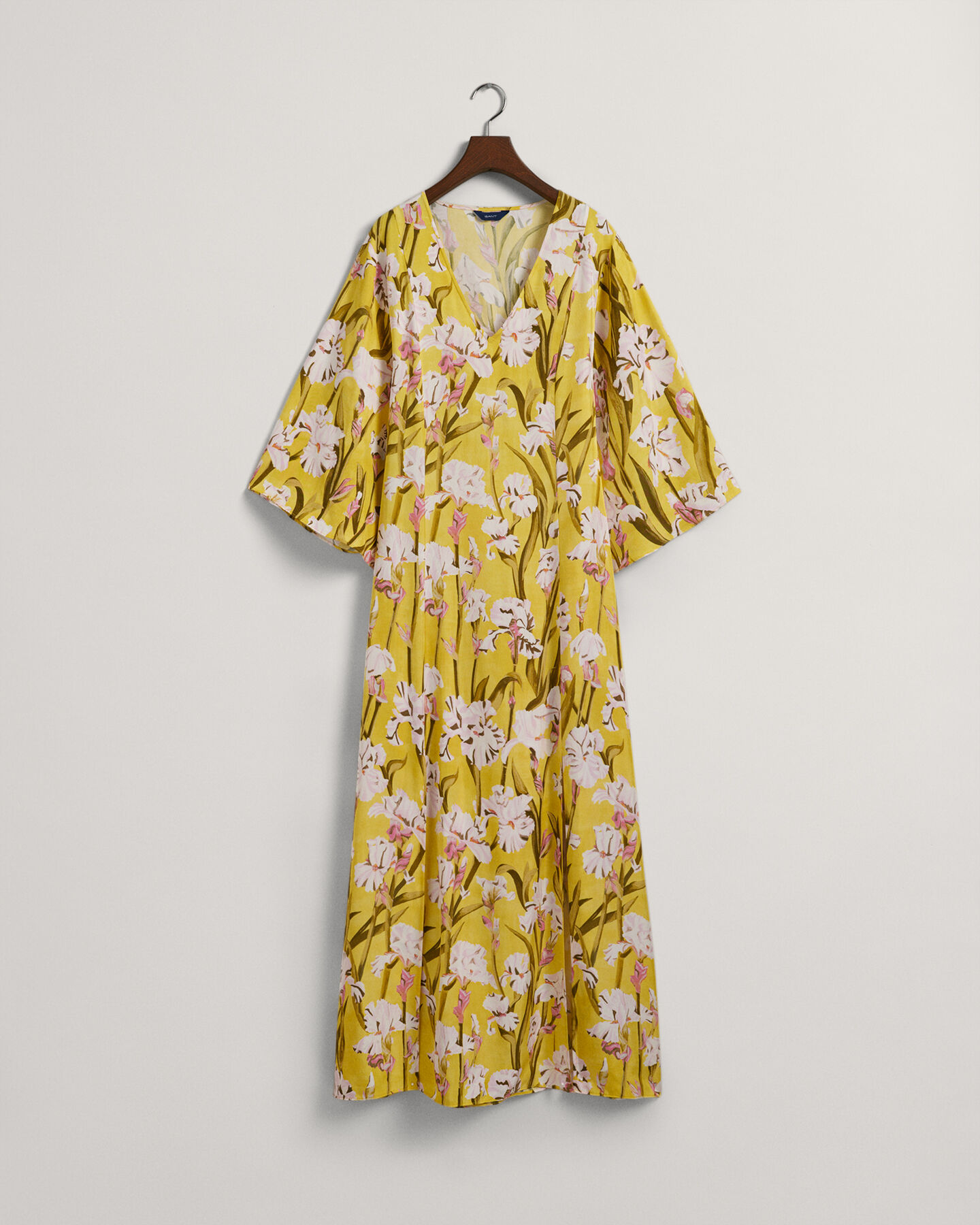 Abito maxi con scollo a V con stampa Iris