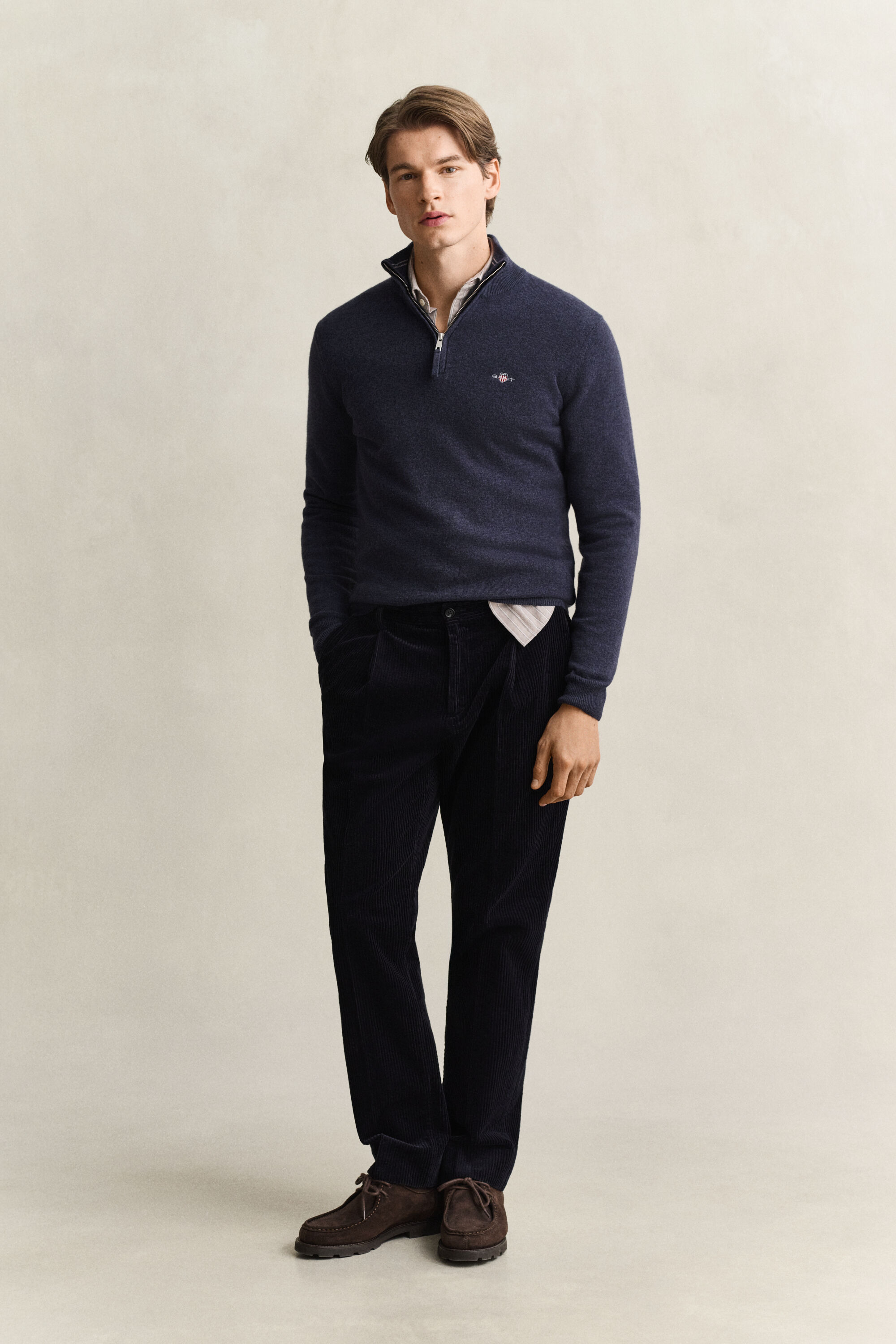 Maglia in lana d’agnello con zip corta
