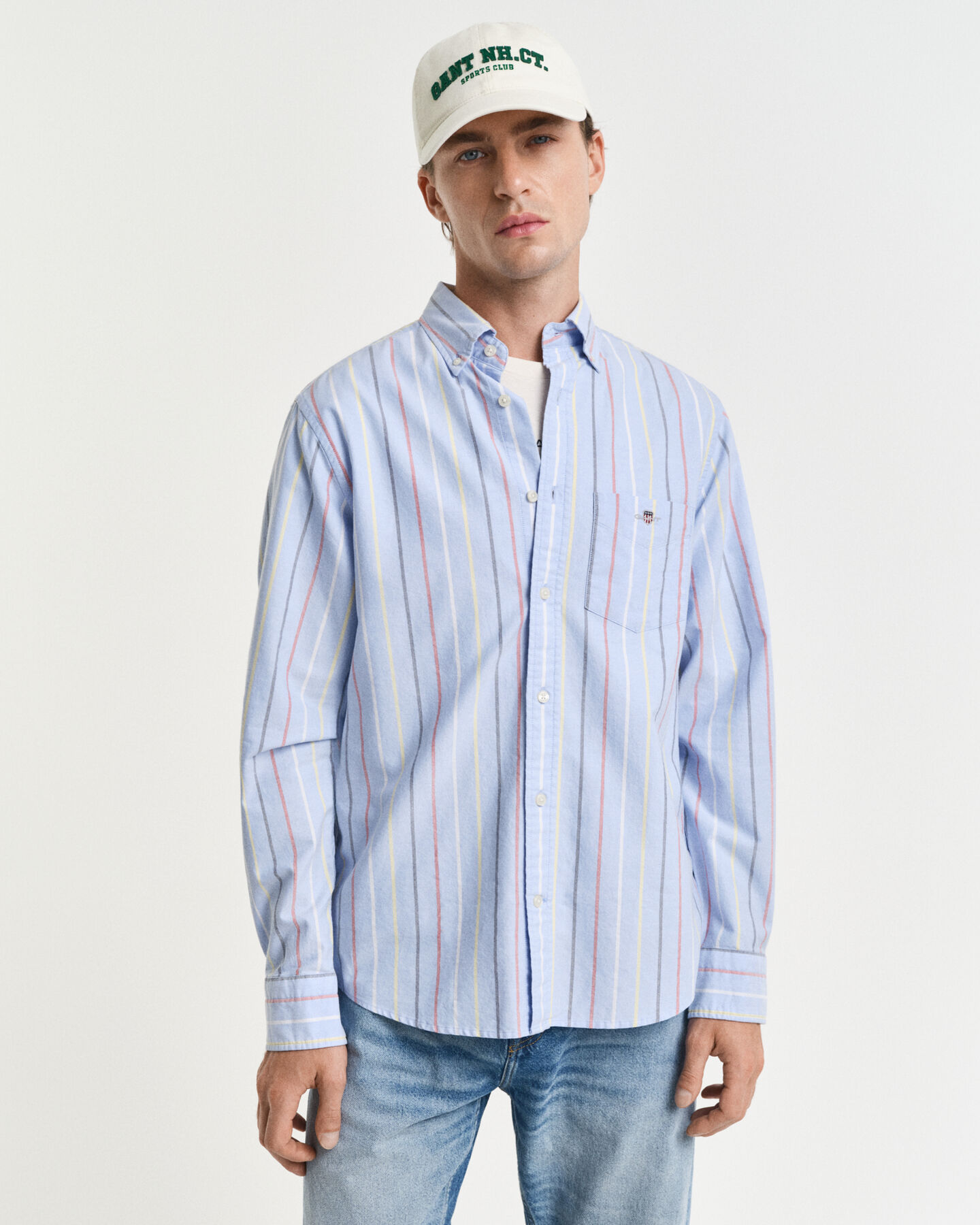 Camicia Oxford classica a righe multicolore regular fit