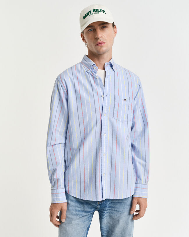 Camicia Oxford classica a righe multicolore regular fit