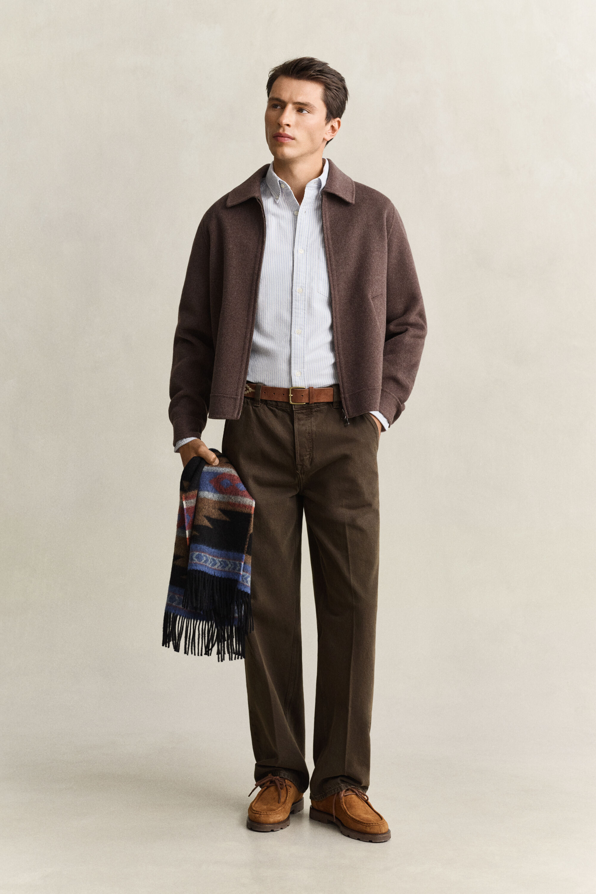 Camicia Oxford spazzolata a righe