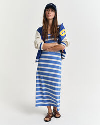 Abito midi in jersey a righe modello a canotta