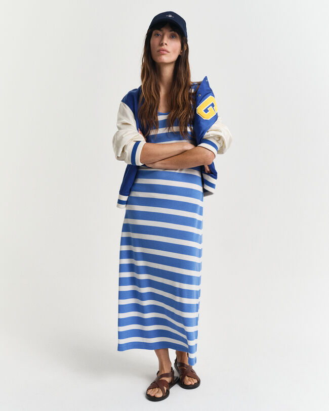 Abito midi in jersey a righe modello a canotta