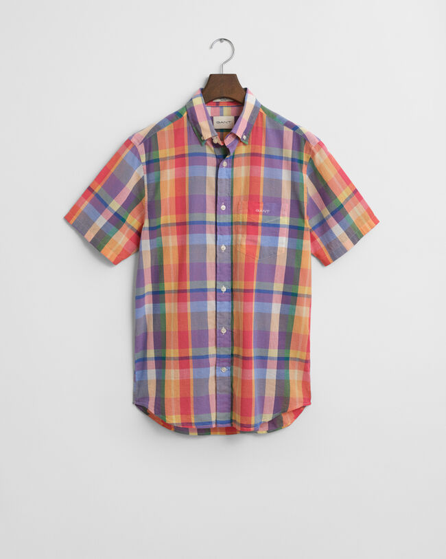 Camicia in madras indiano maniche corte regular fit
