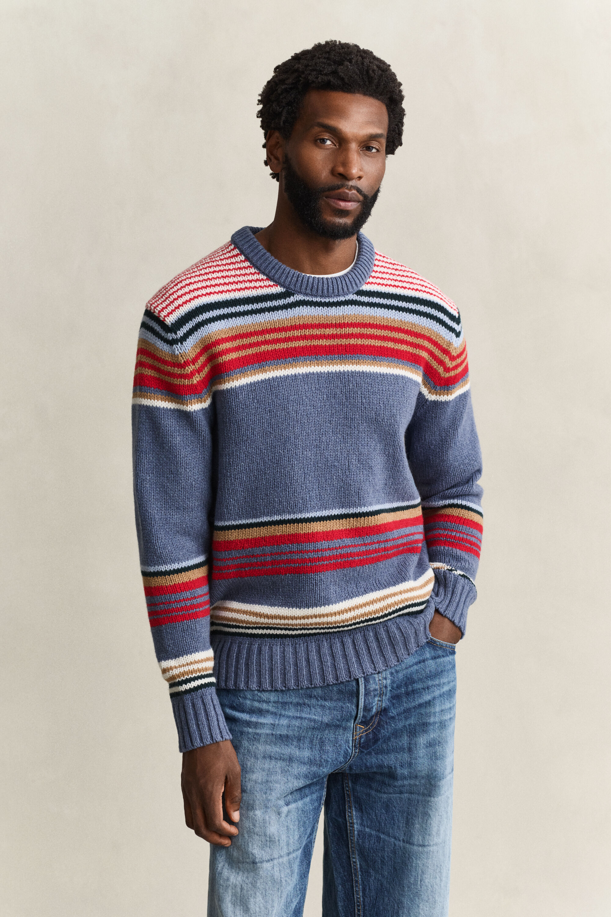 Maglia girocollo multirighe