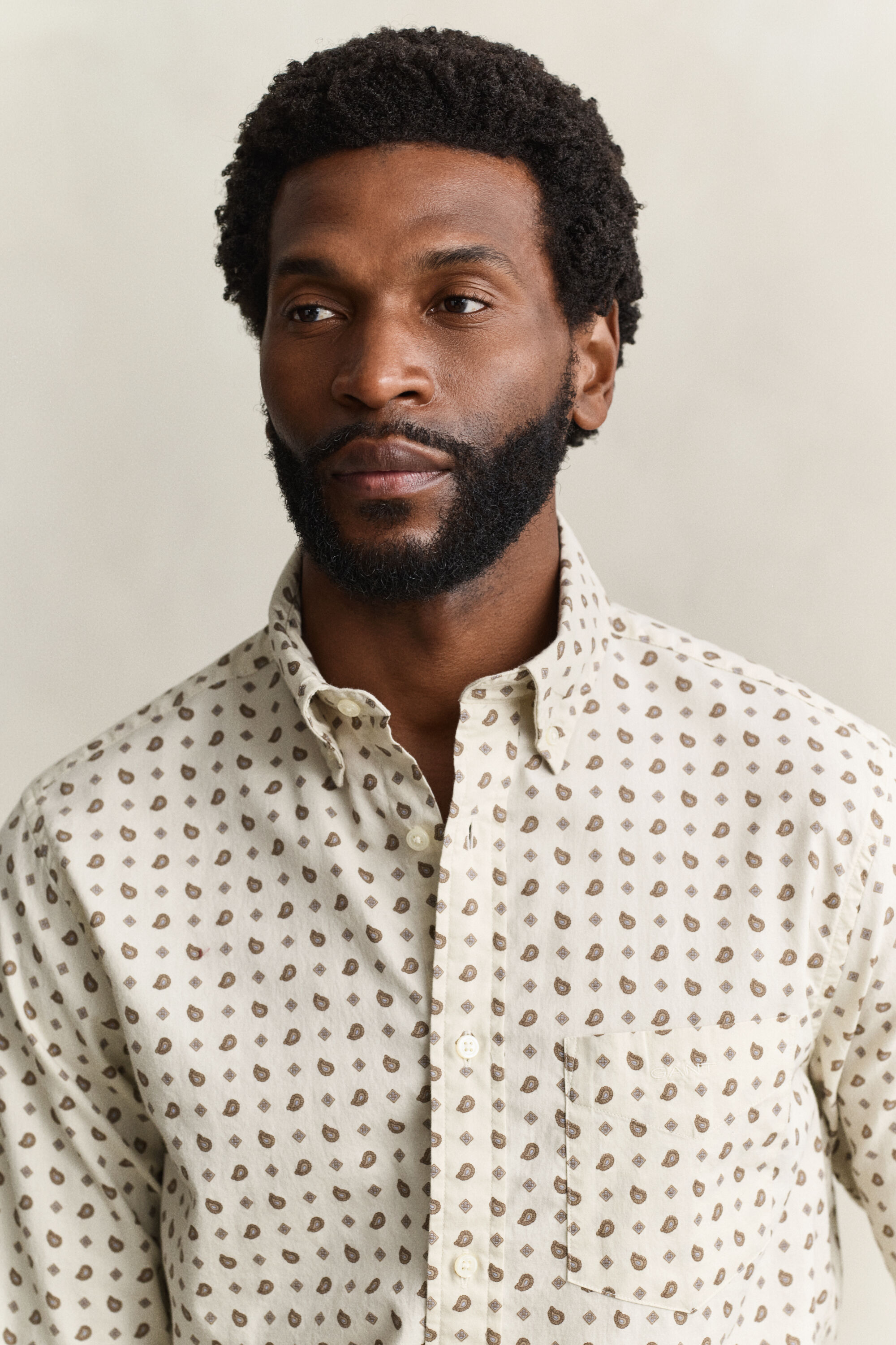 Camicia in twill con motivo cachemire