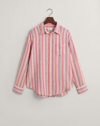 Camicia multi righe in lino relaxed fit