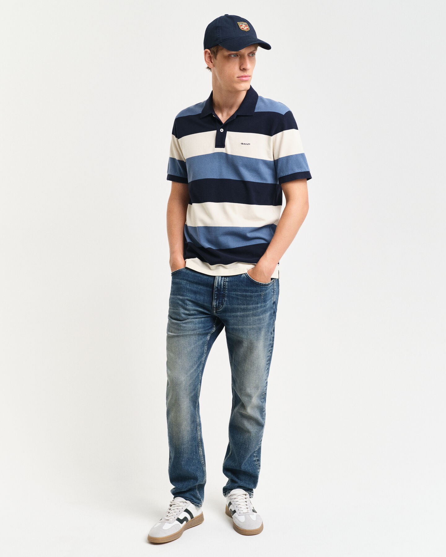 Polo in piqué colour block