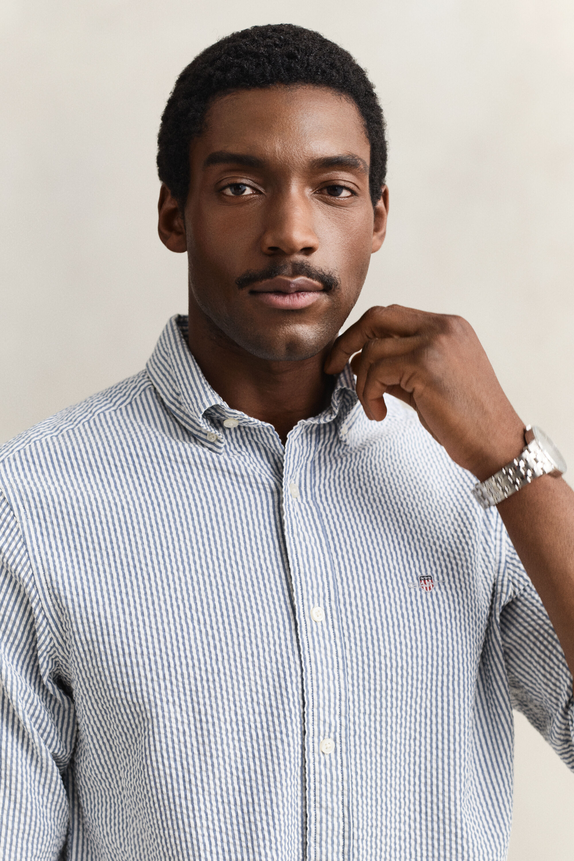 Camicia seersucker a righe regular fit