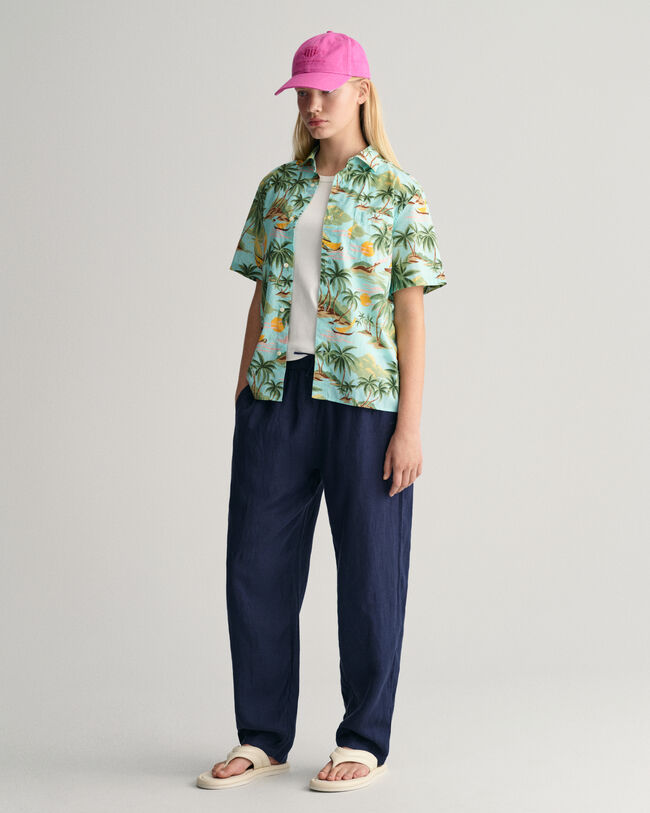 Camicia a maniche corte in cotone Palm Print Teens