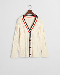 Cardigan a trecce a contrasto