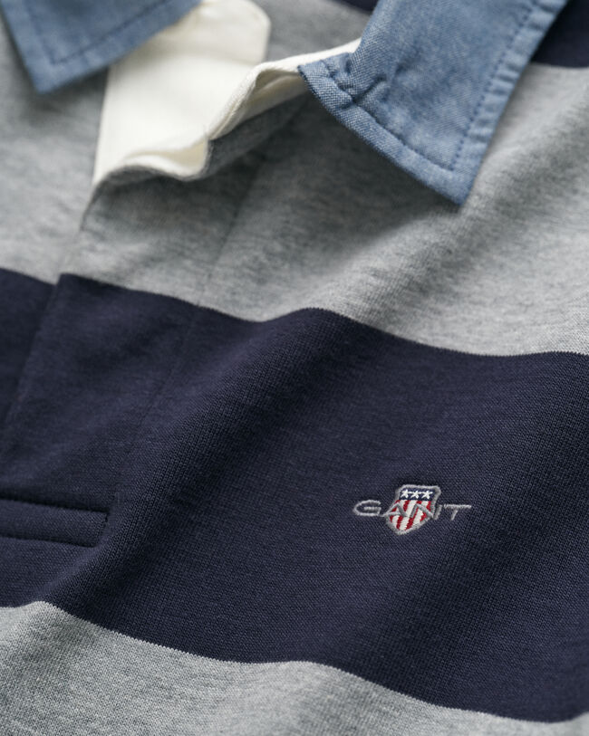 Heavy Rugger a righe con colletto in chambray