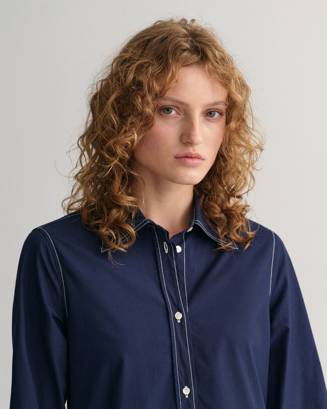 Abito chemisier con cuciture a contrasto