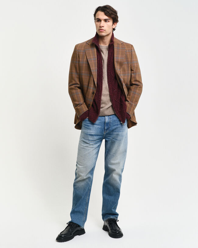 Cardigan con zip lavorato a trecce