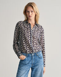 Camicia in seta di cotone G Patterned relaxed fit