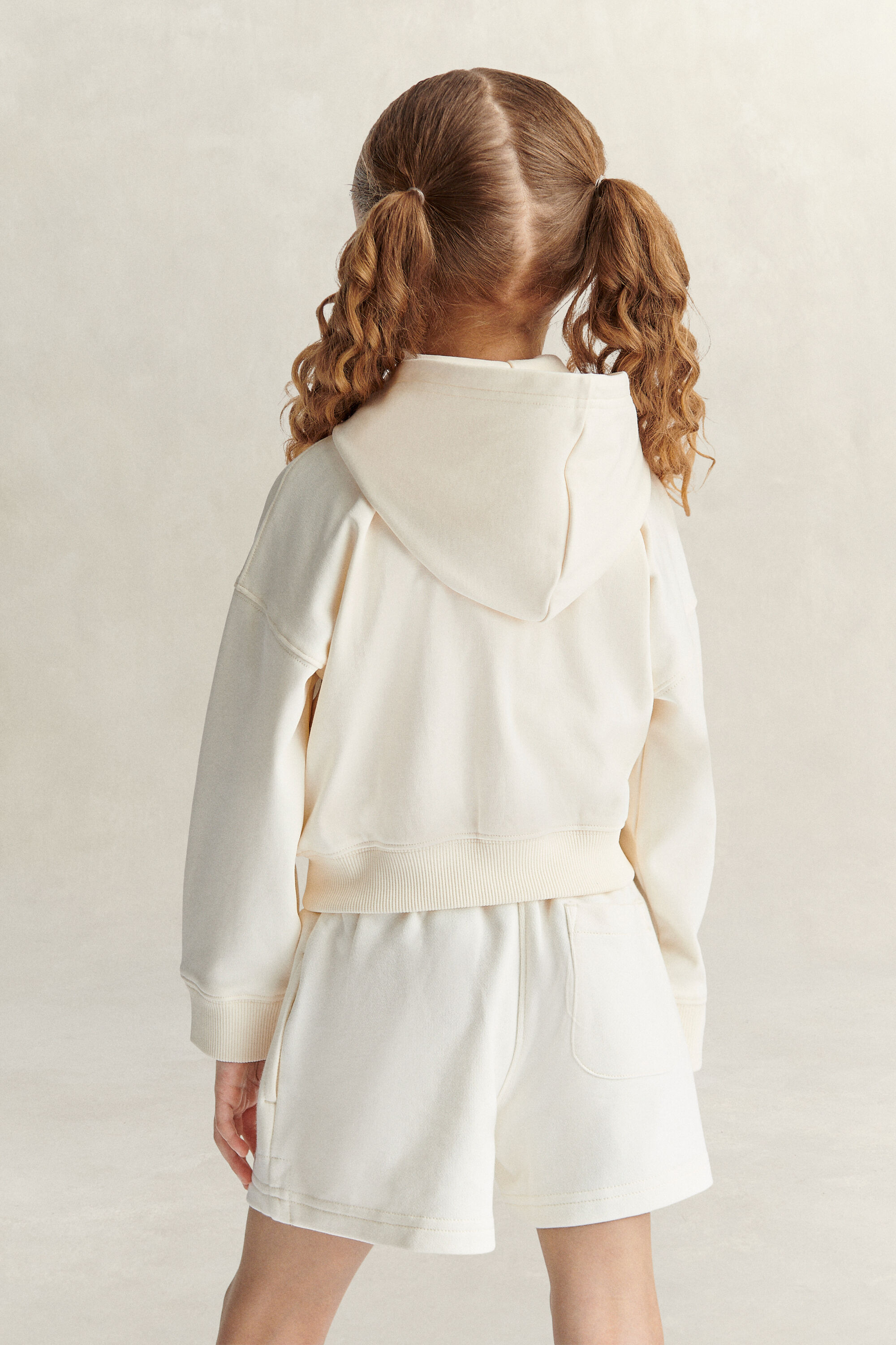 Felpa corta con cappuccio e zip Shield Girls