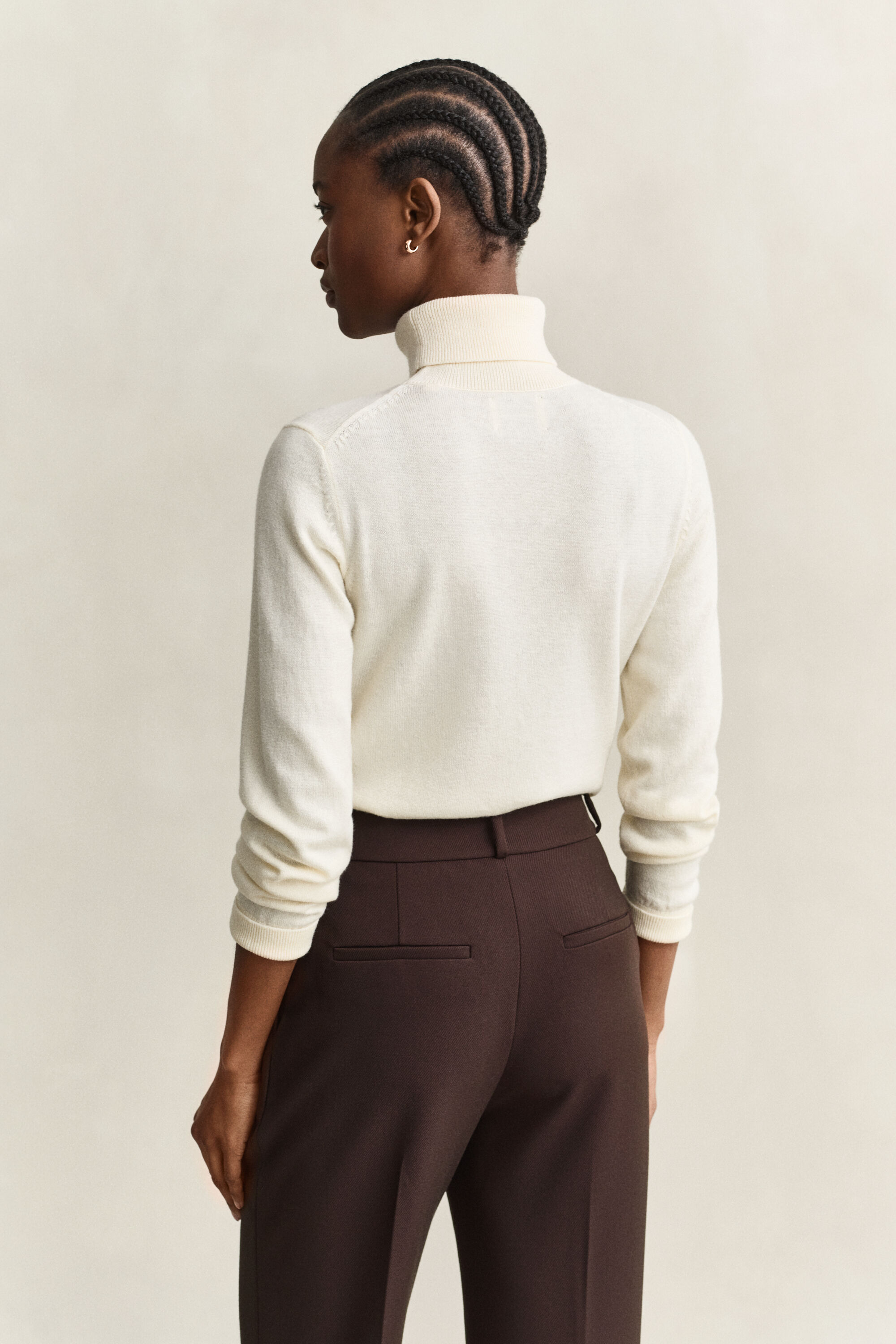 Maglia con collo alto in lana e cotone