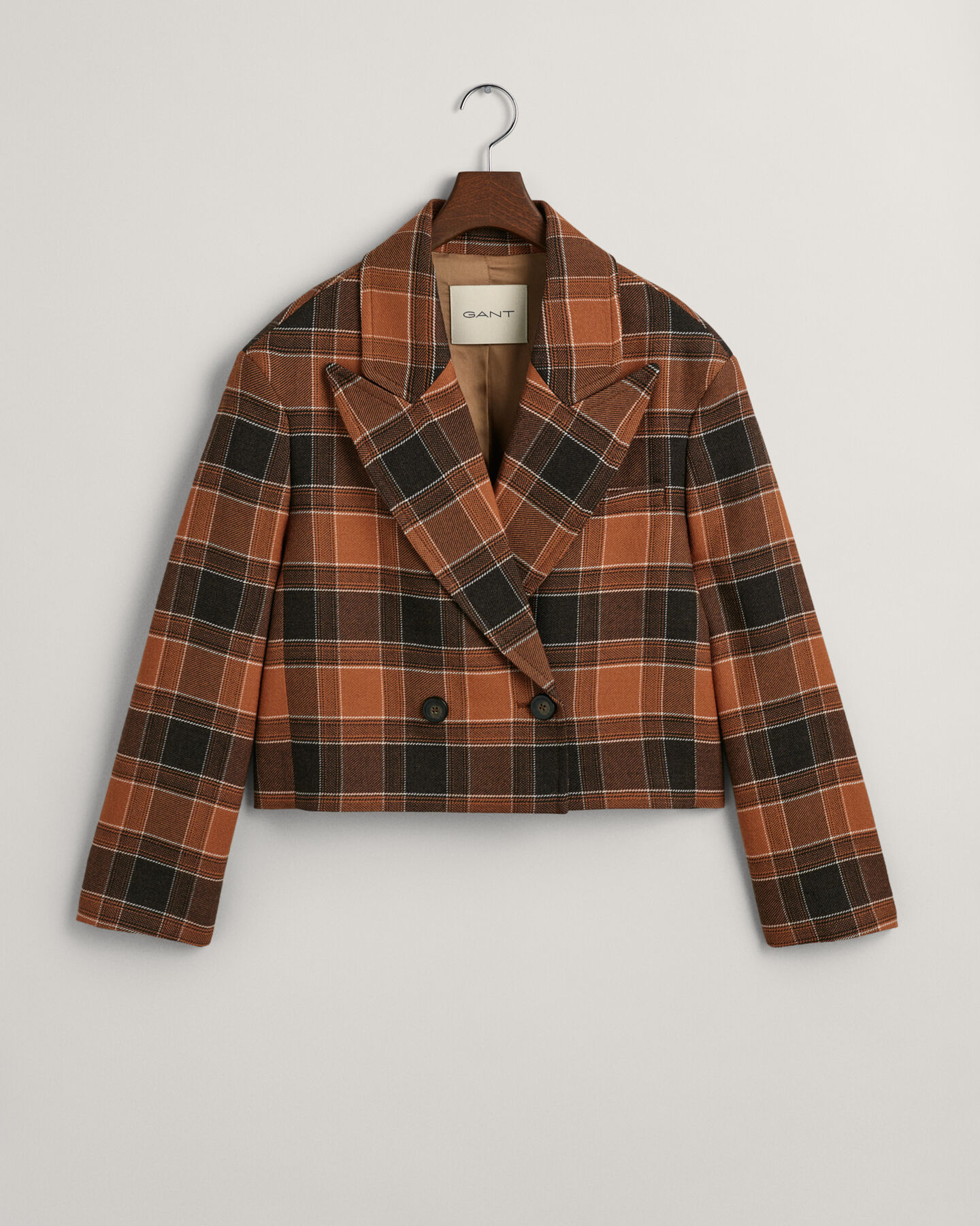 Blazer corto in lana a quadri