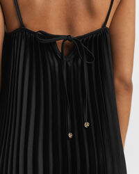 Abito mini plissettato con spalline in raso