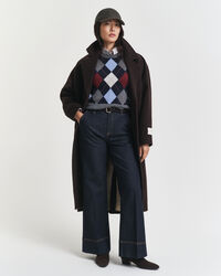 Piumino smanicato girocollo a rombi