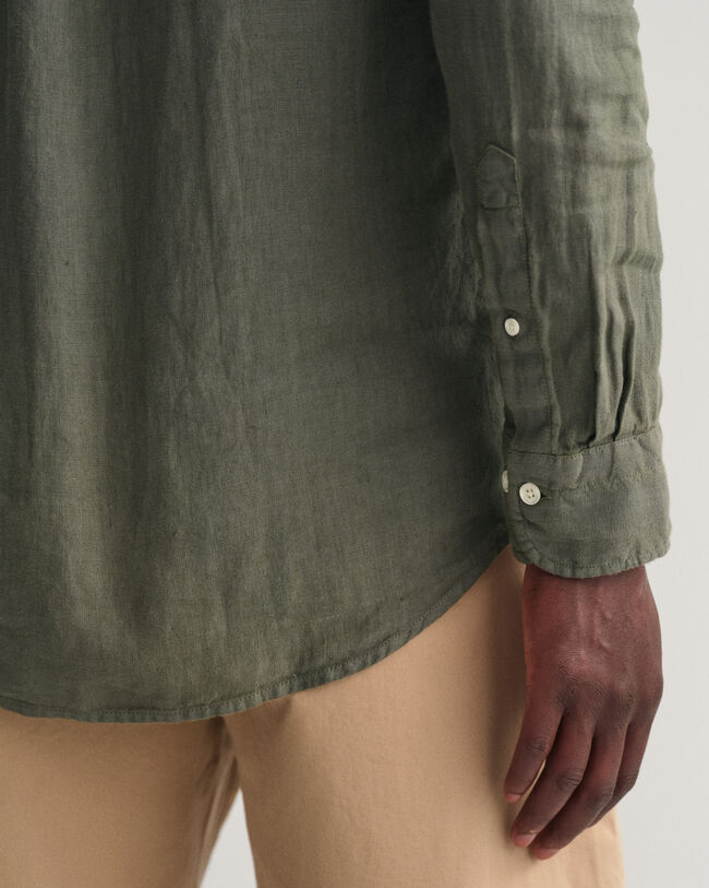 Camicia di lino tinto in capo regular fit