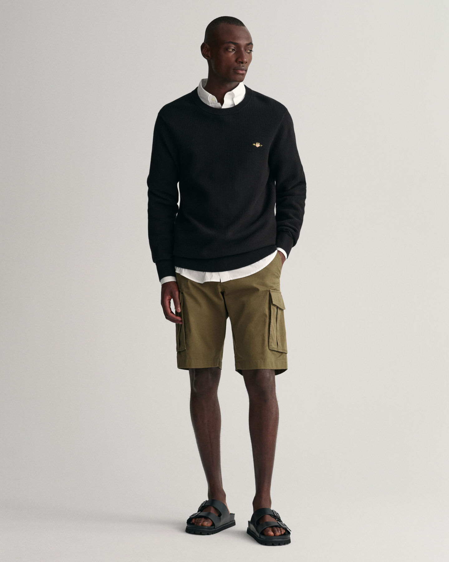 Maglia girocollo in cotone testurizzato