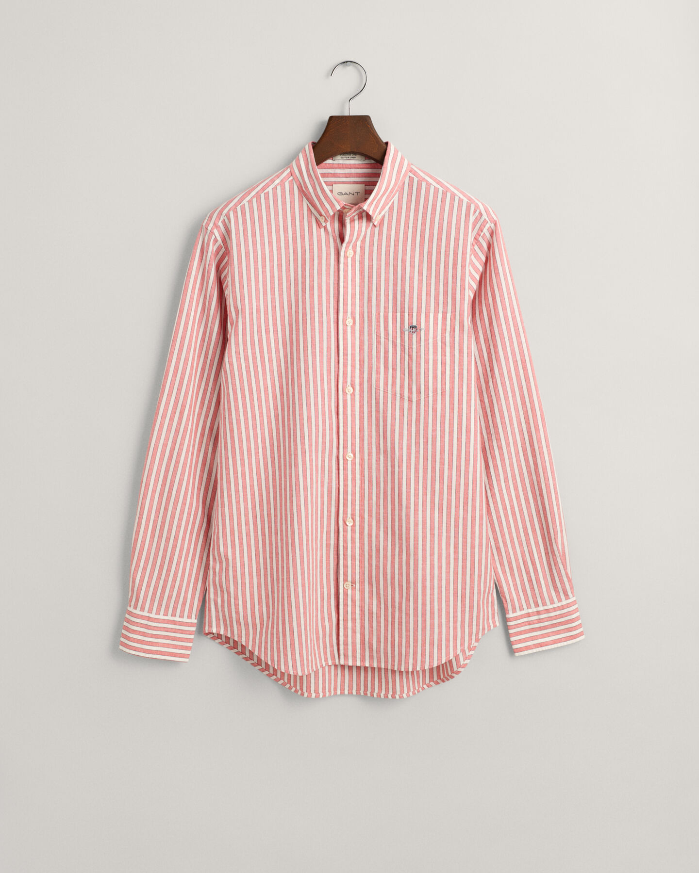 Camicia in misto cotone-lino a righe regular fit