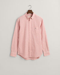 Camicia in misto cotone-lino a righe regular fit