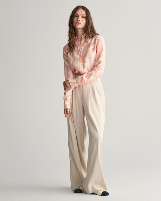 Camicia di lino a righe regular fit