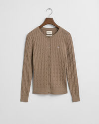 Cardigan in maglia di cotone elasticizzato a trecce