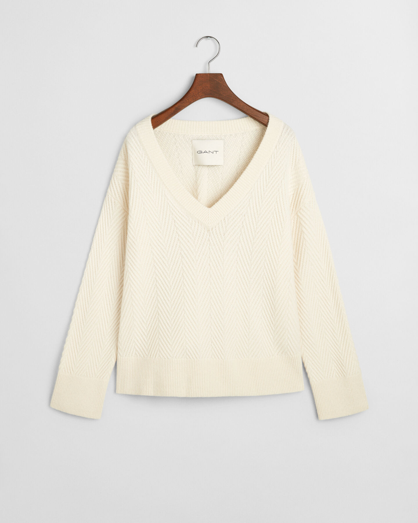 Maglia con motivo a spina di pesce con scollo a V