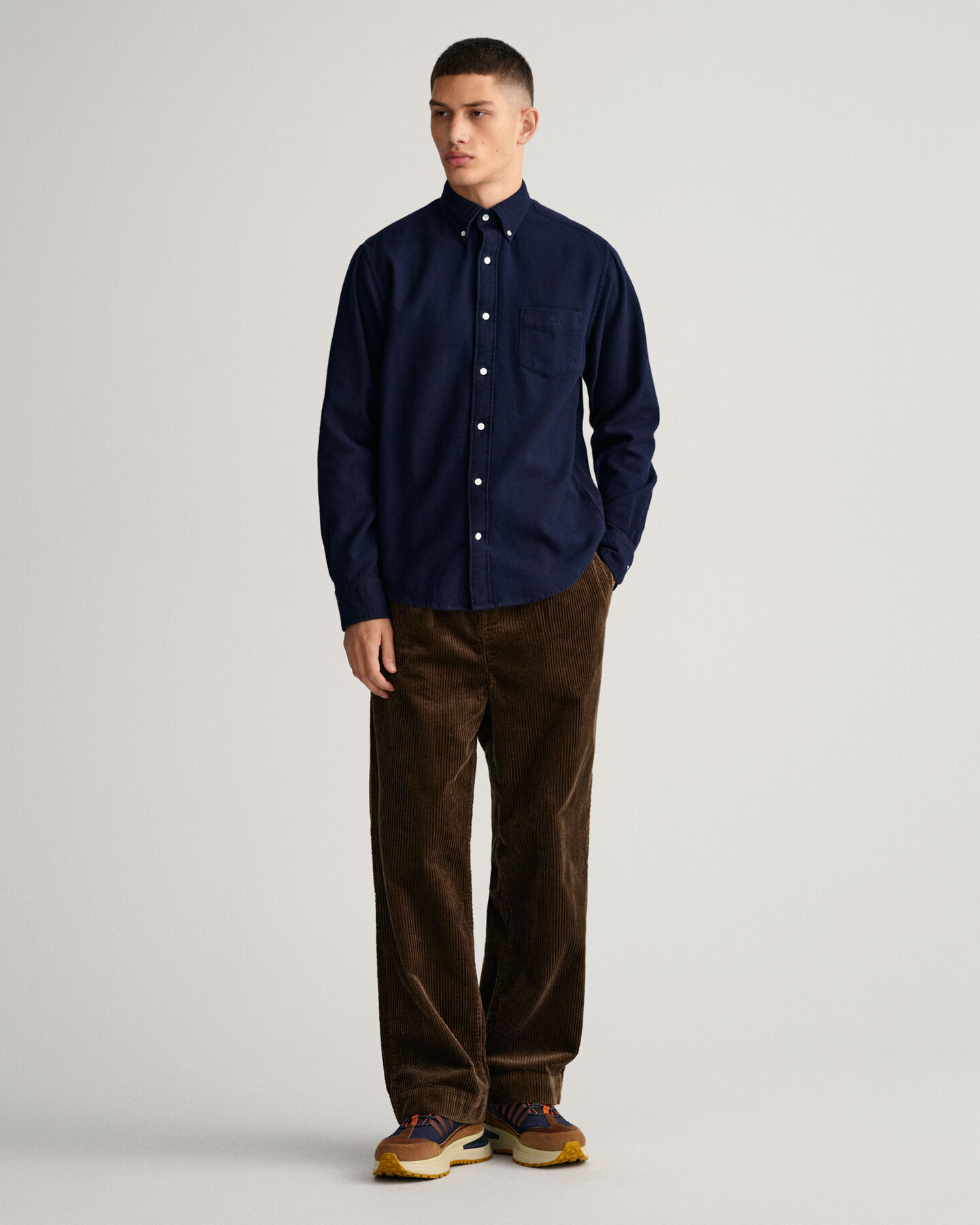 Camicia in tessuto a spina di pesce regular fit