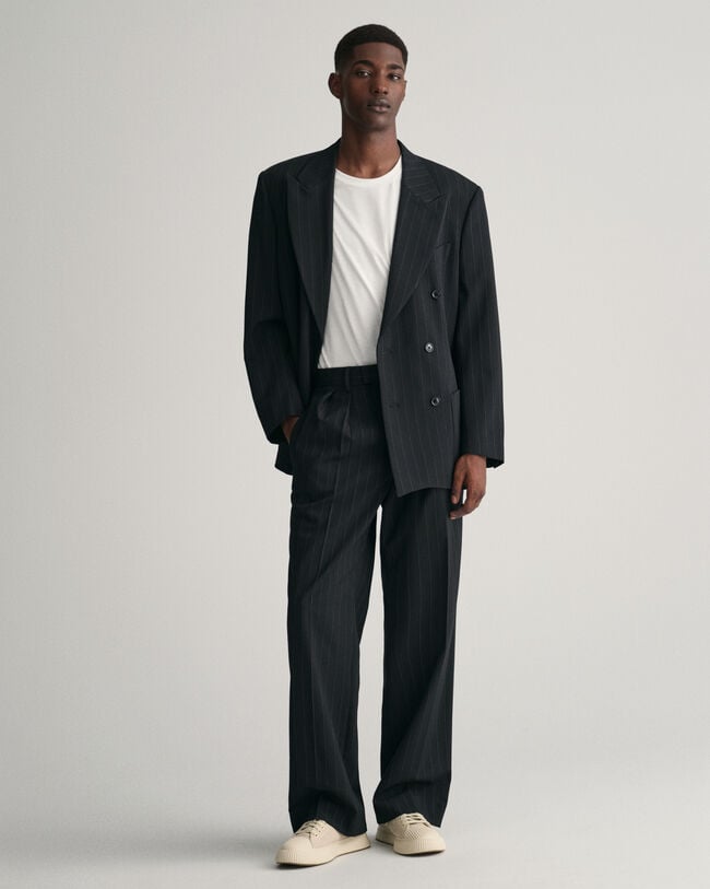 Pantaloni da abito gessati con pinces