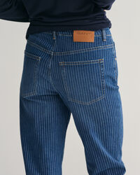 Jeans alla caviglia a righe con gamba dritta
