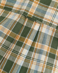 Camicia a maniche corte in misto cotone-lino a quadri regular fit