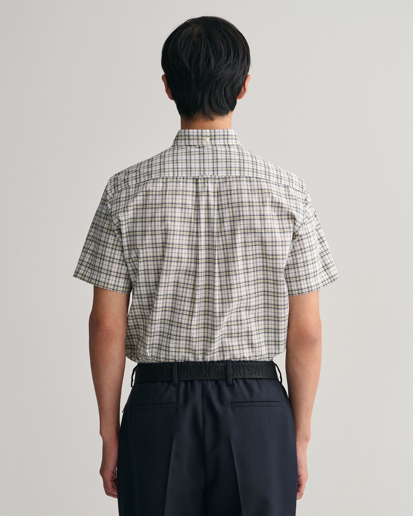 Camicia a maniche corte in popeline a quadretti regular fit