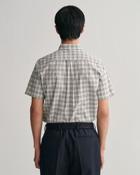 Camicia a maniche corte in popeline a quadretti regular fit