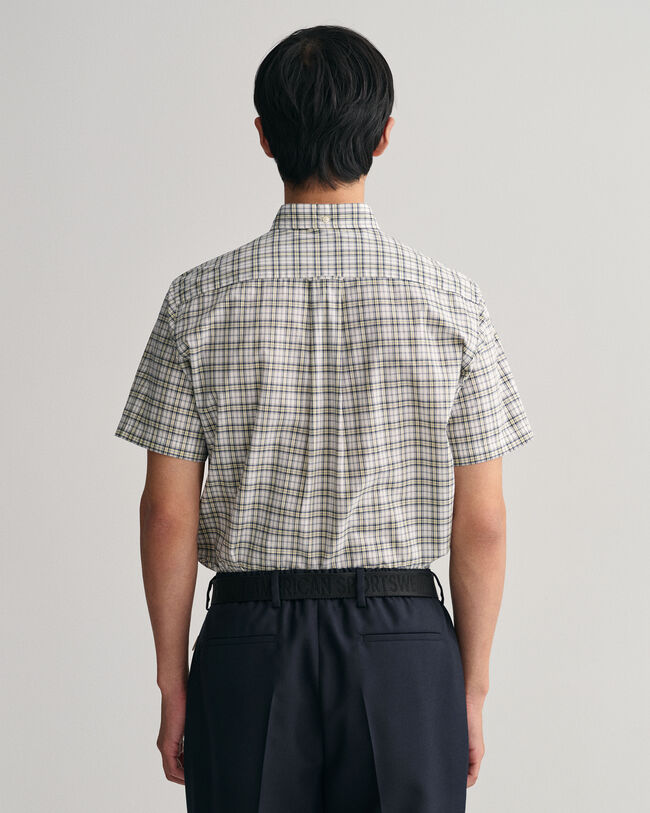 Camicia a maniche corte in popeline a quadretti regular fit