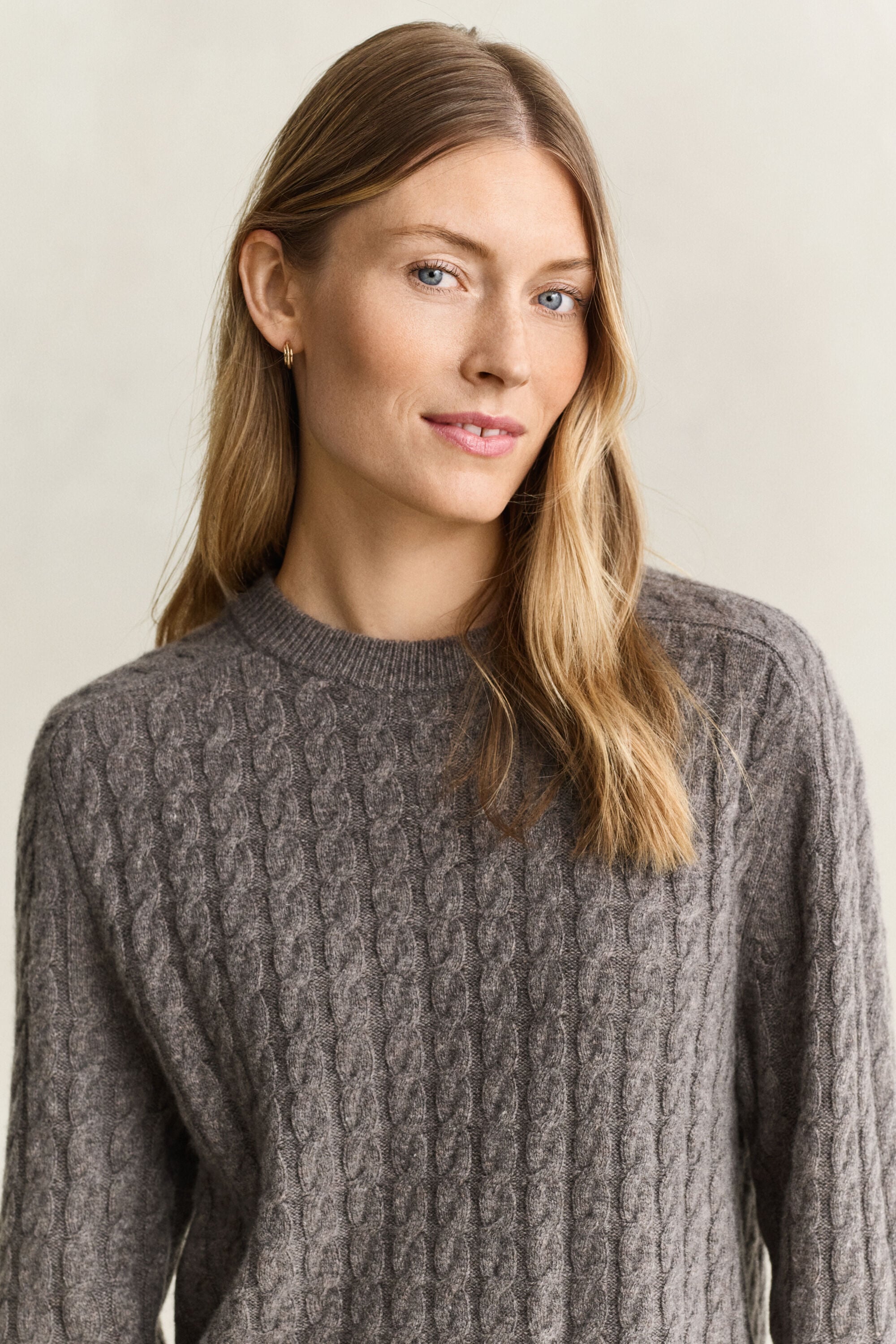 Maglia a trecce in cashmere e lana