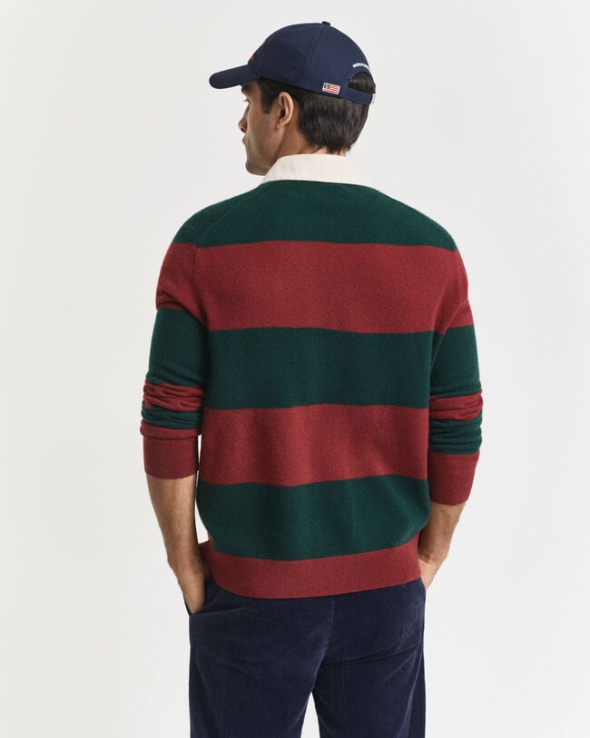 Maglia rugger in finissima lana d'agnello a righe